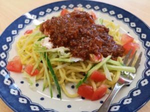 タコスミートトッピングの冷製パスタ